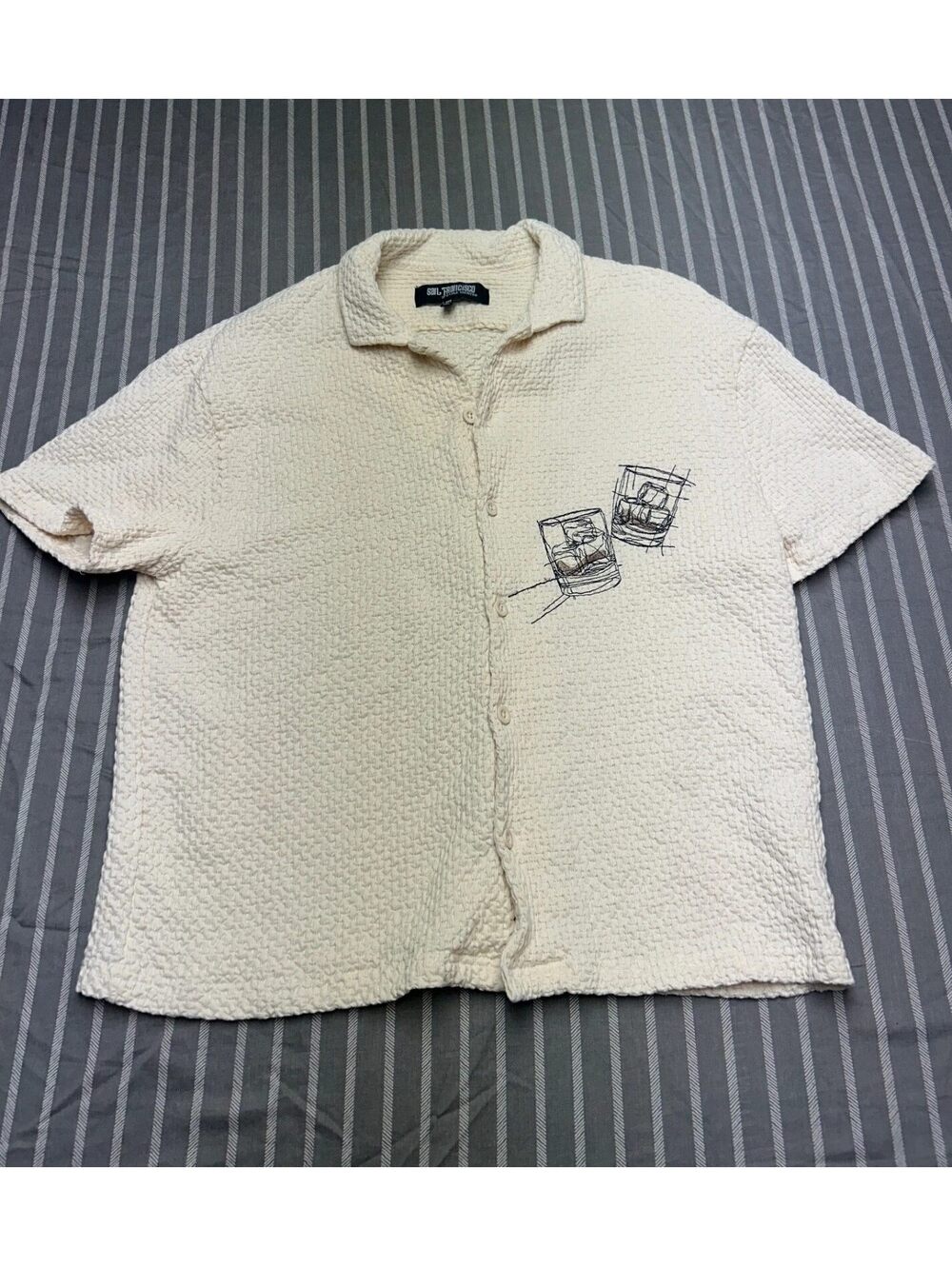San Francisco Work Shirts Off-White Camp Collar Shirt Men's Medium